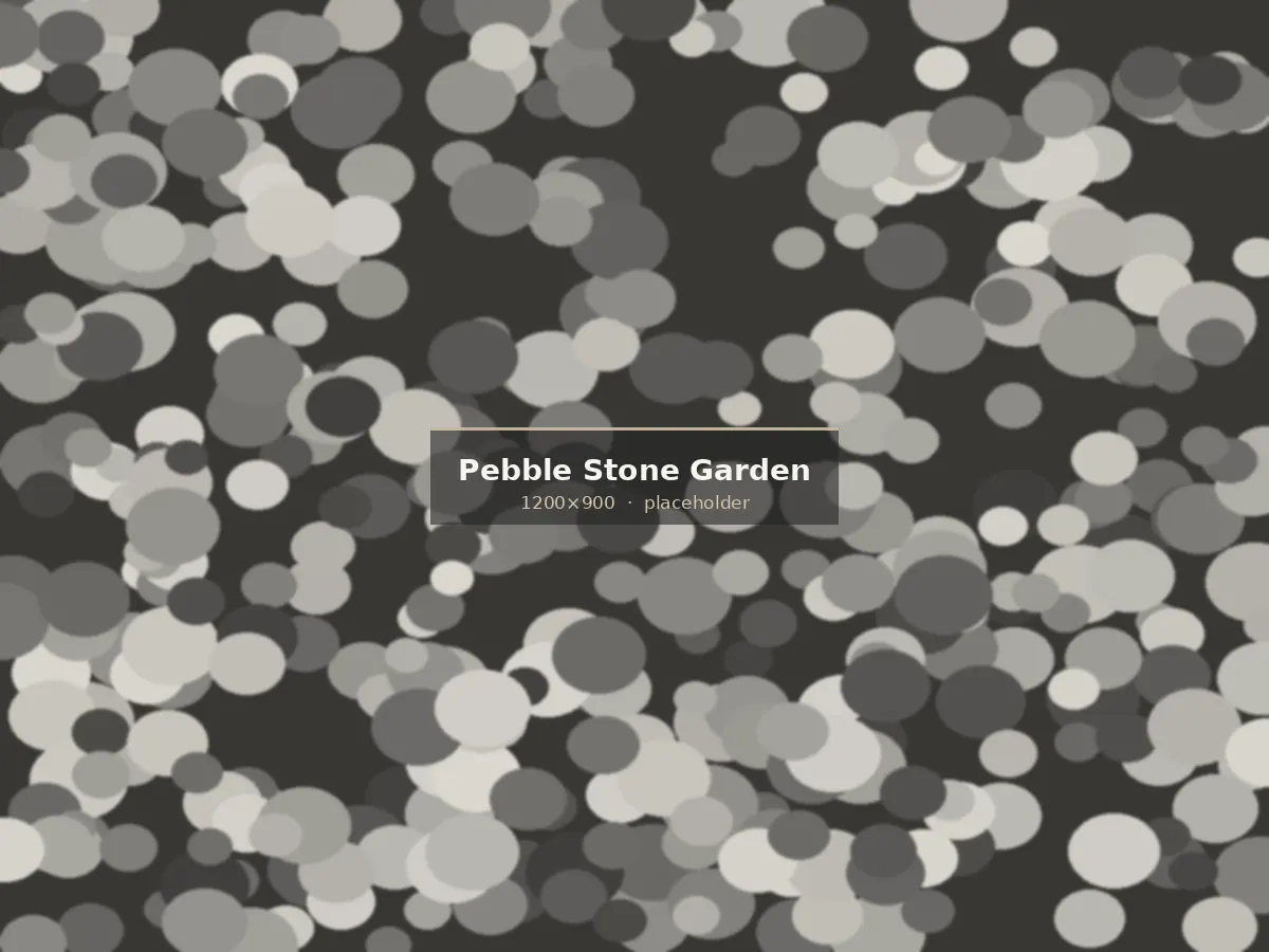 Loose pebble stone used as ground cover in a landscaped garden