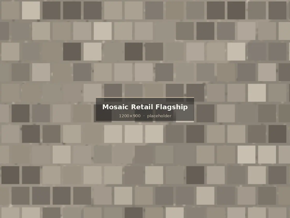 Honed stone flooring through a retail flagship interior
